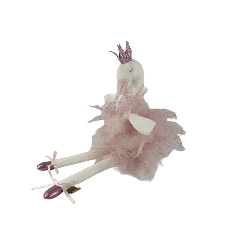 Floral Services Sophia White Swan 18" Plush‎ Pink Ballerina Tutu Sparkle Crown